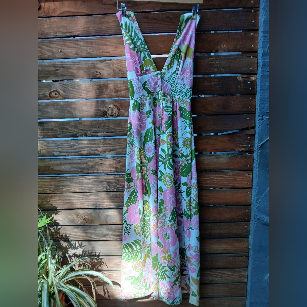 Vintage 1960s Ruth Clarage Hand-Printed Original Maxi Dress Size 8